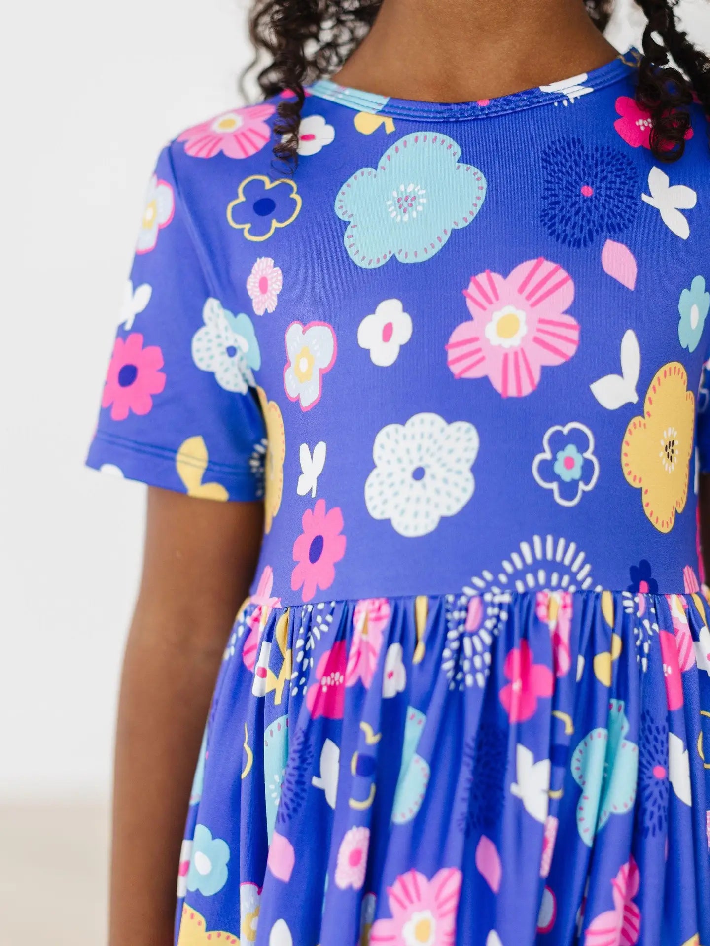 Girls: Floral Frenzy Short Sleeved Twirl Dress