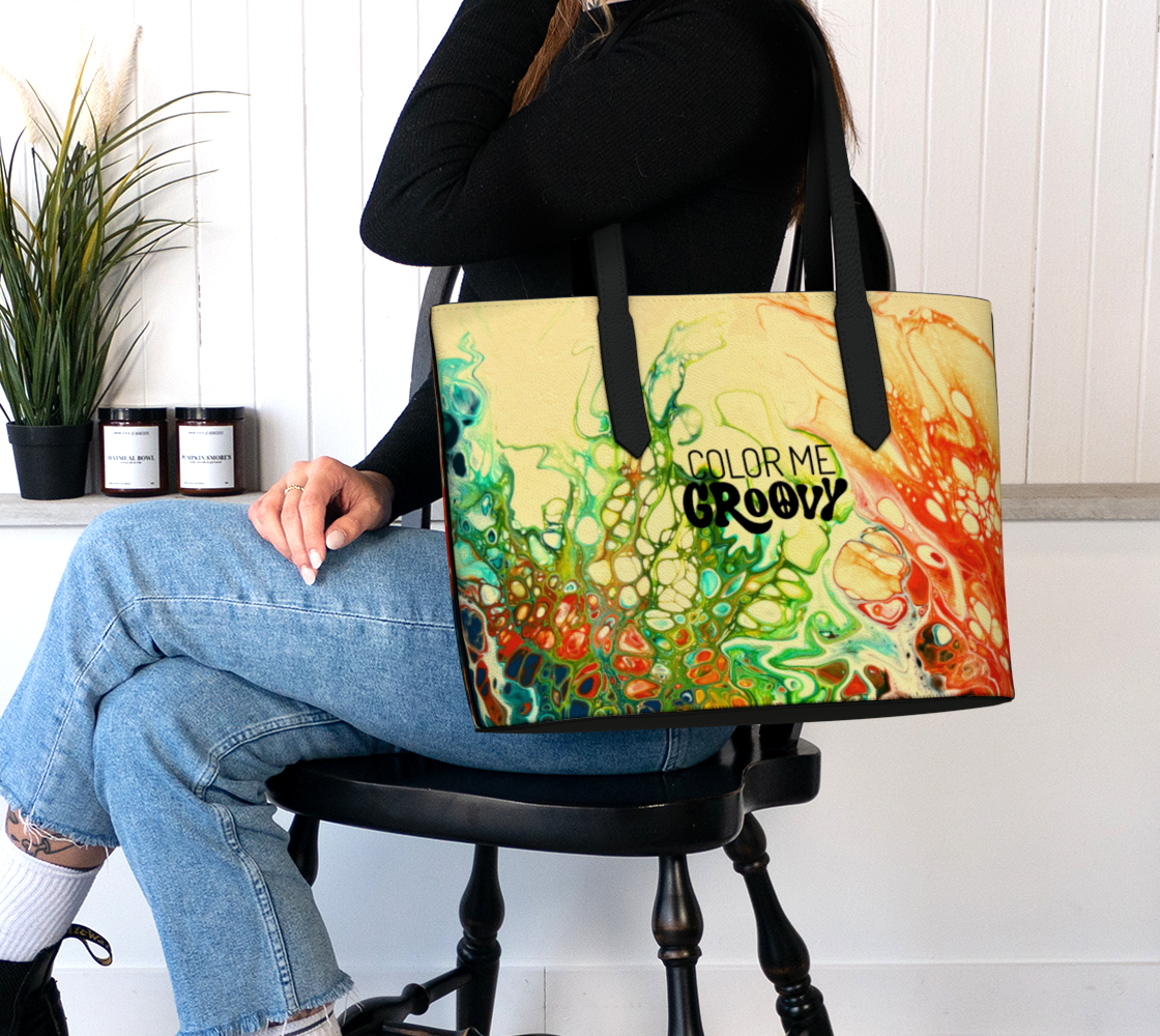 Vegan Leather Tote Bag - Wildflowers