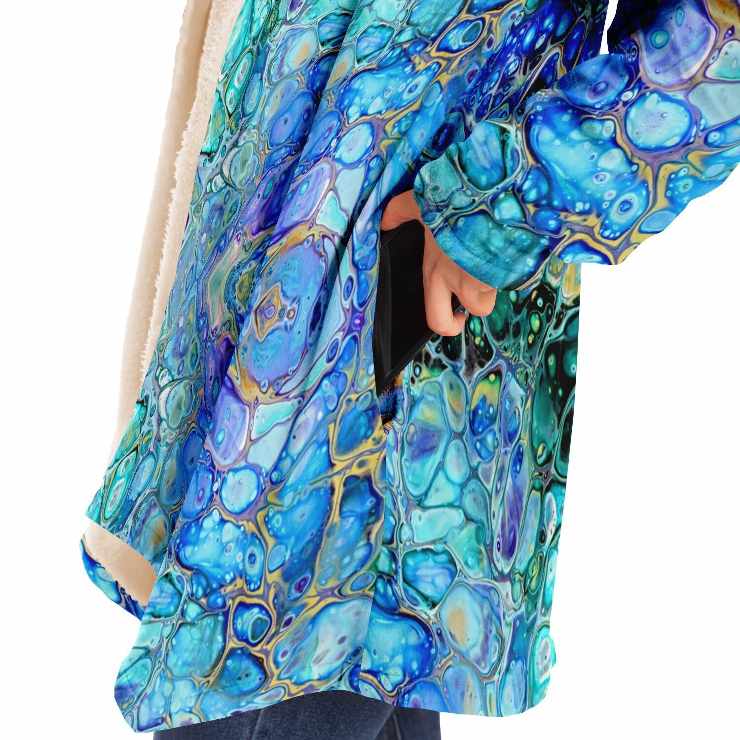 Penny Lane Fleece Cloak - Cellular Blues