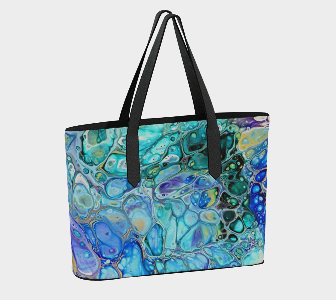 Vegan Leather Tote Bag - Cellular Blues