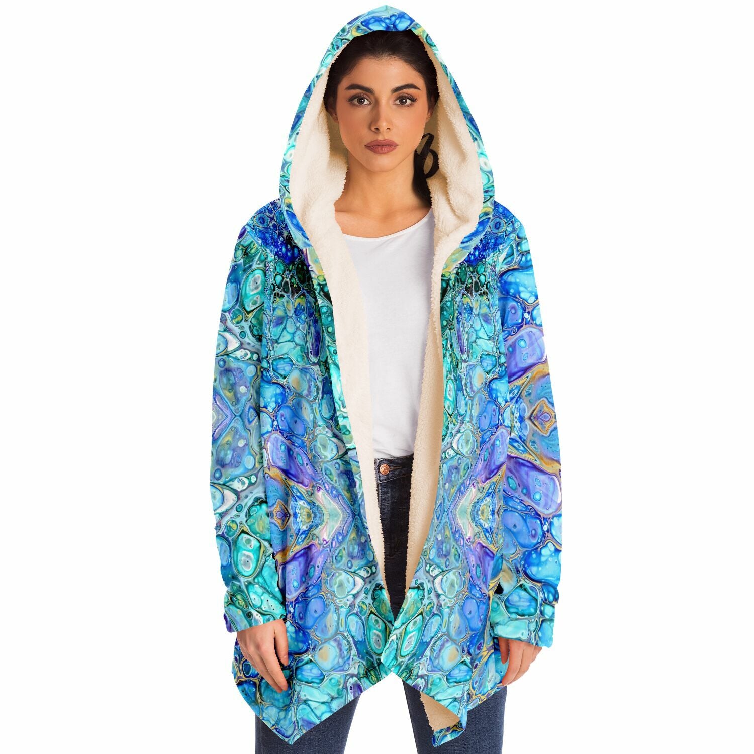 Penny Lane Fleece Cloak - Cellular Blues