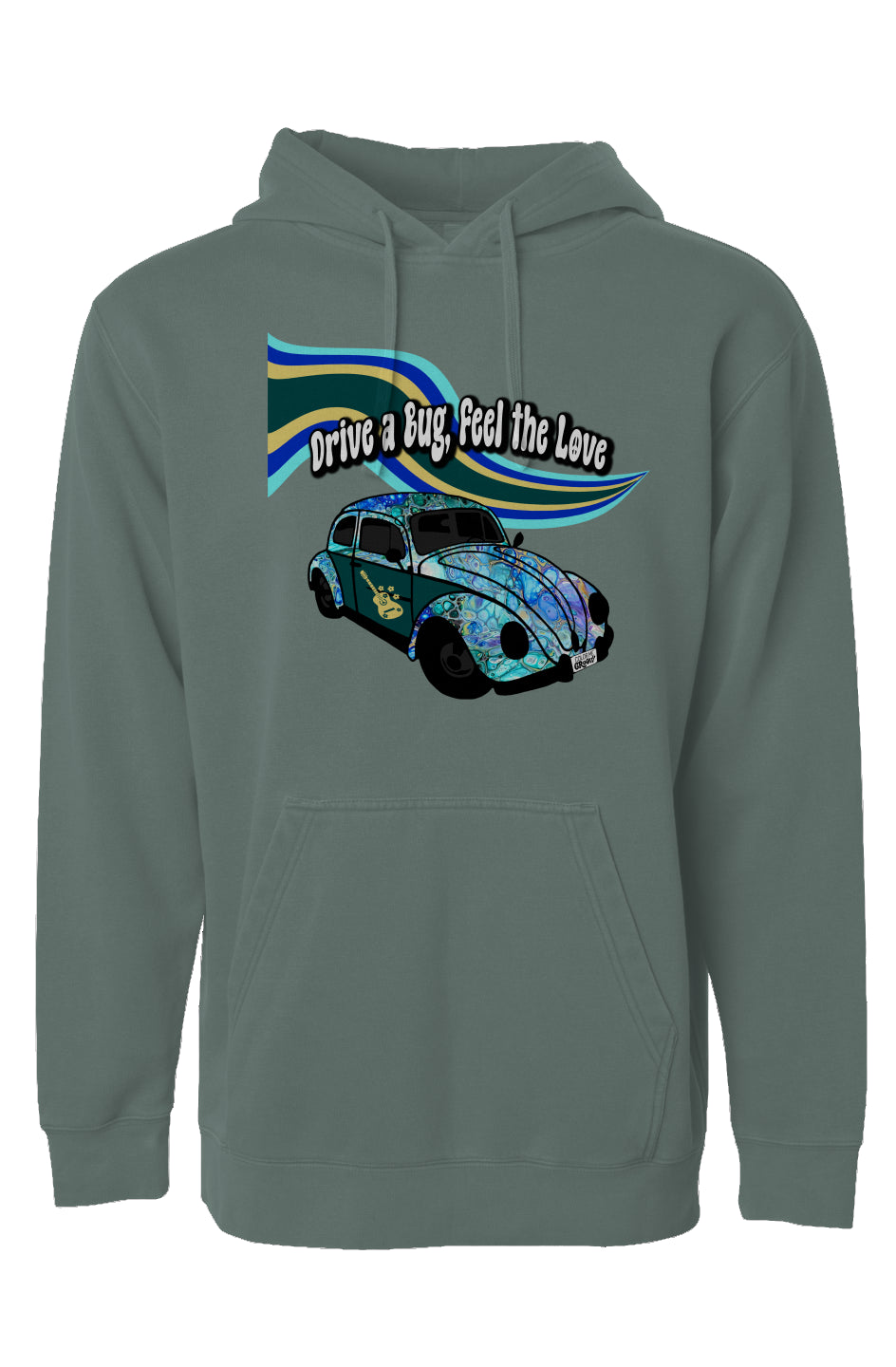 Groovy Bug Pigment Dyed Hoodie - Cellular Blues - 