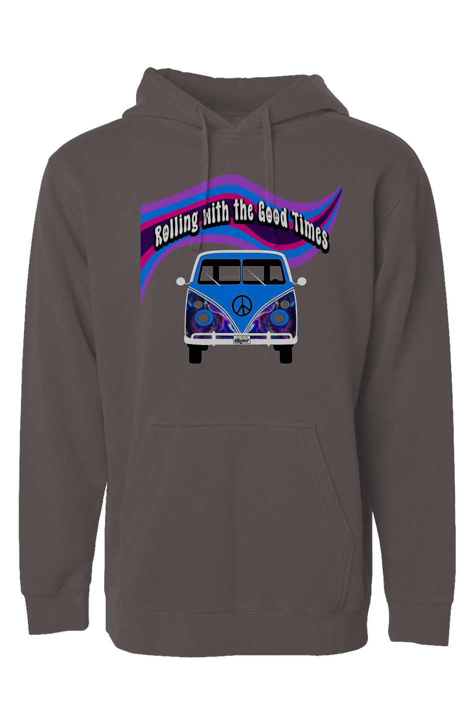 Groovy VW Bus Pigment Dyed Hoodie - Thermacool - L