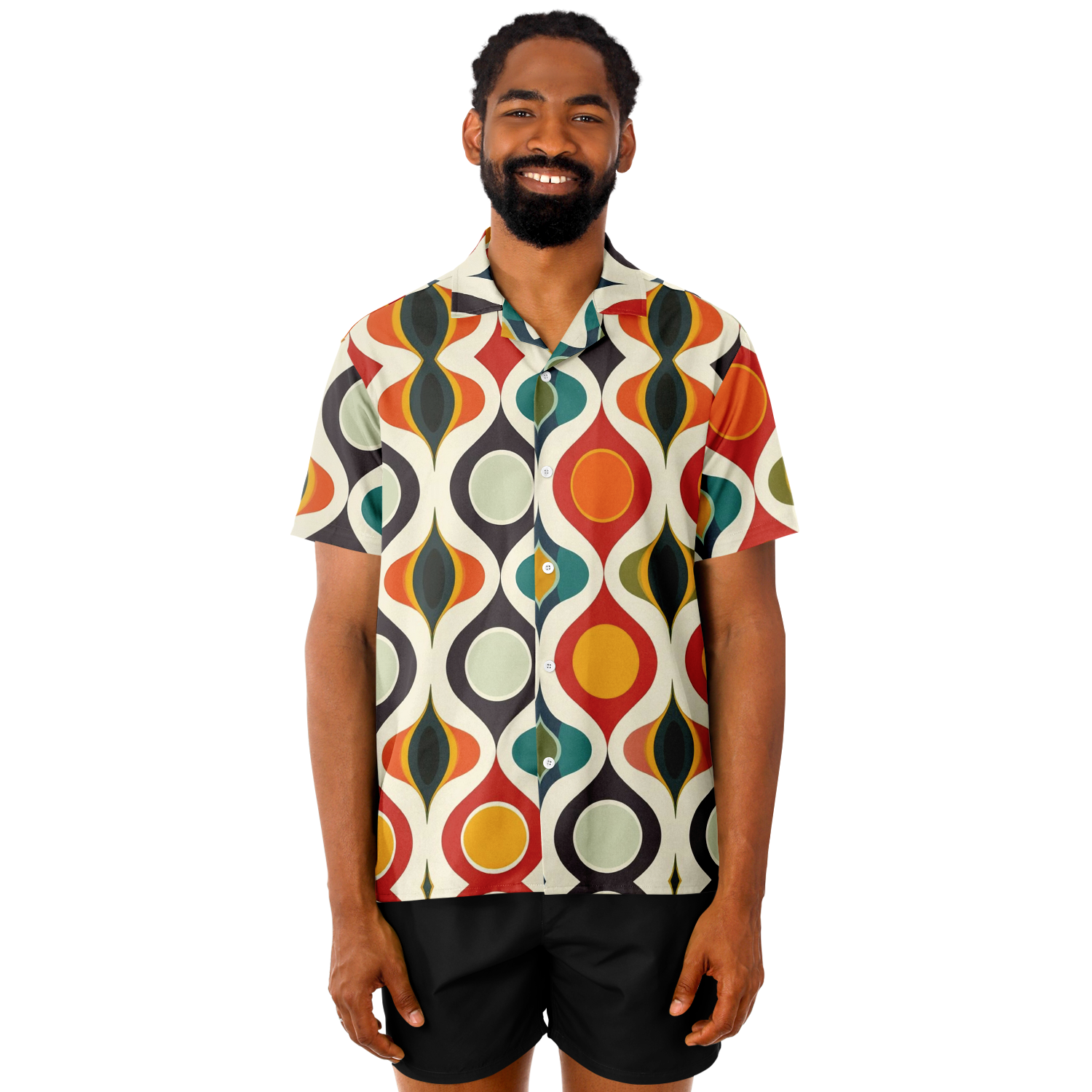 Spread Collar Short Sleeve Button-Down Shirt - test 3