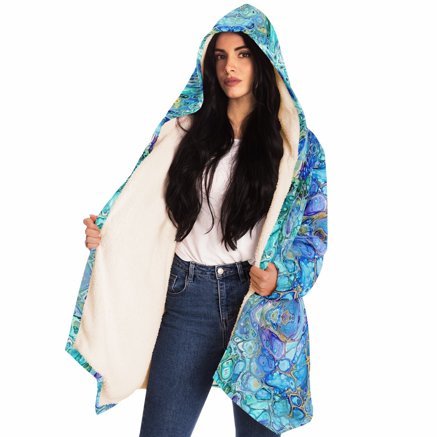 NEW Microfleece Cloak - Cellular Blues