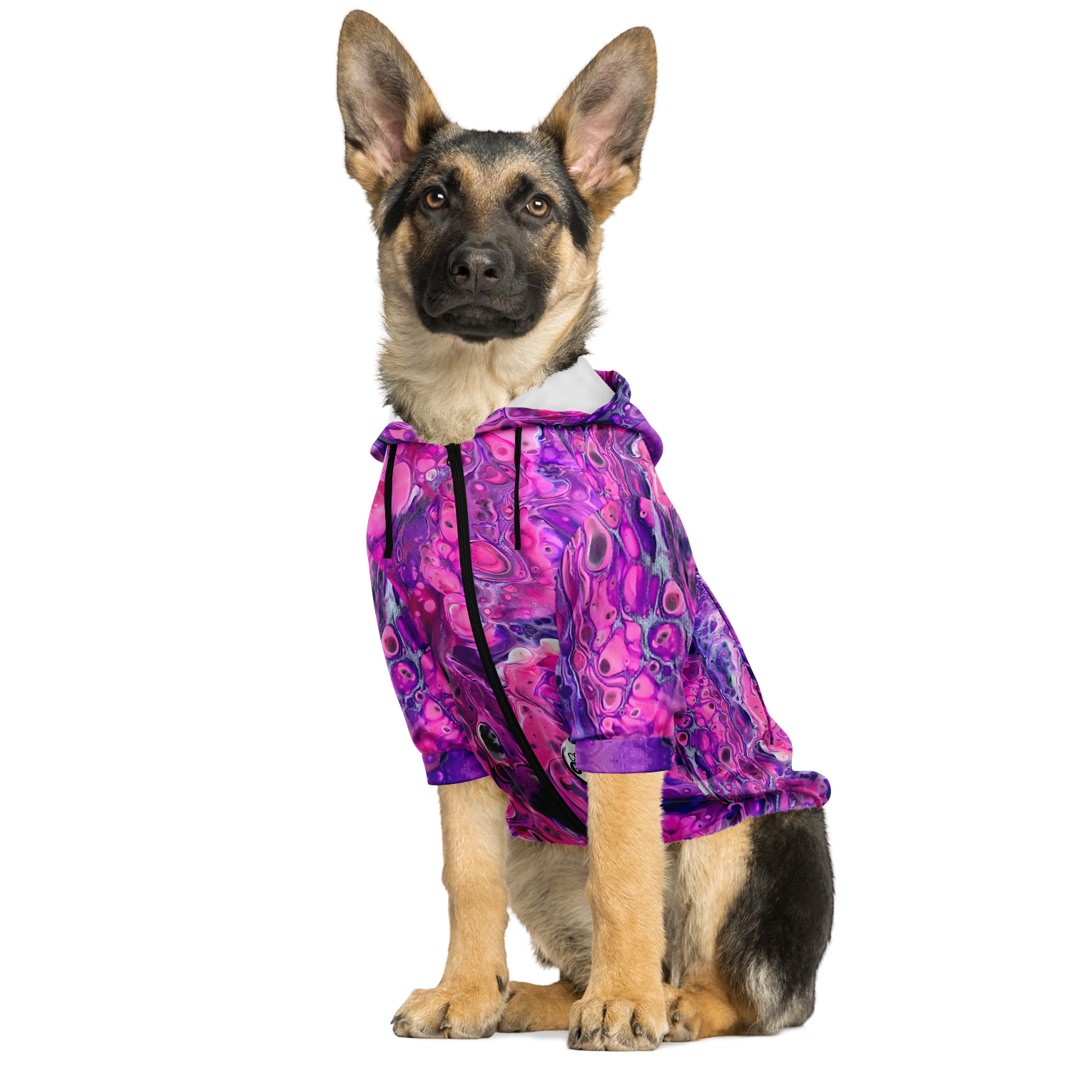 Dog Zip-Up Hoodie - Pink Vortex