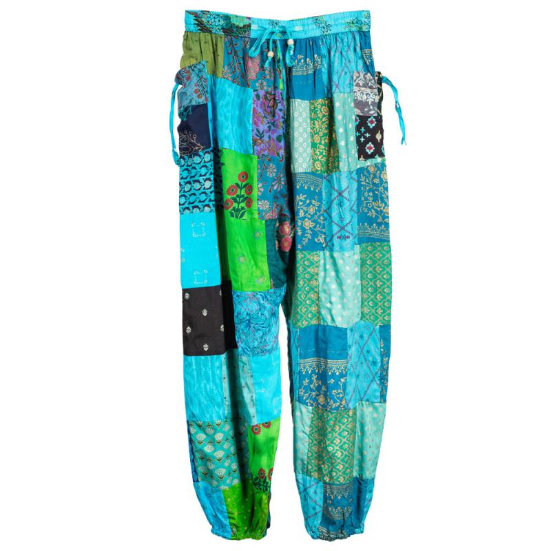 Cotton Patchwork Pant, Elastic Bottom - Asst Color