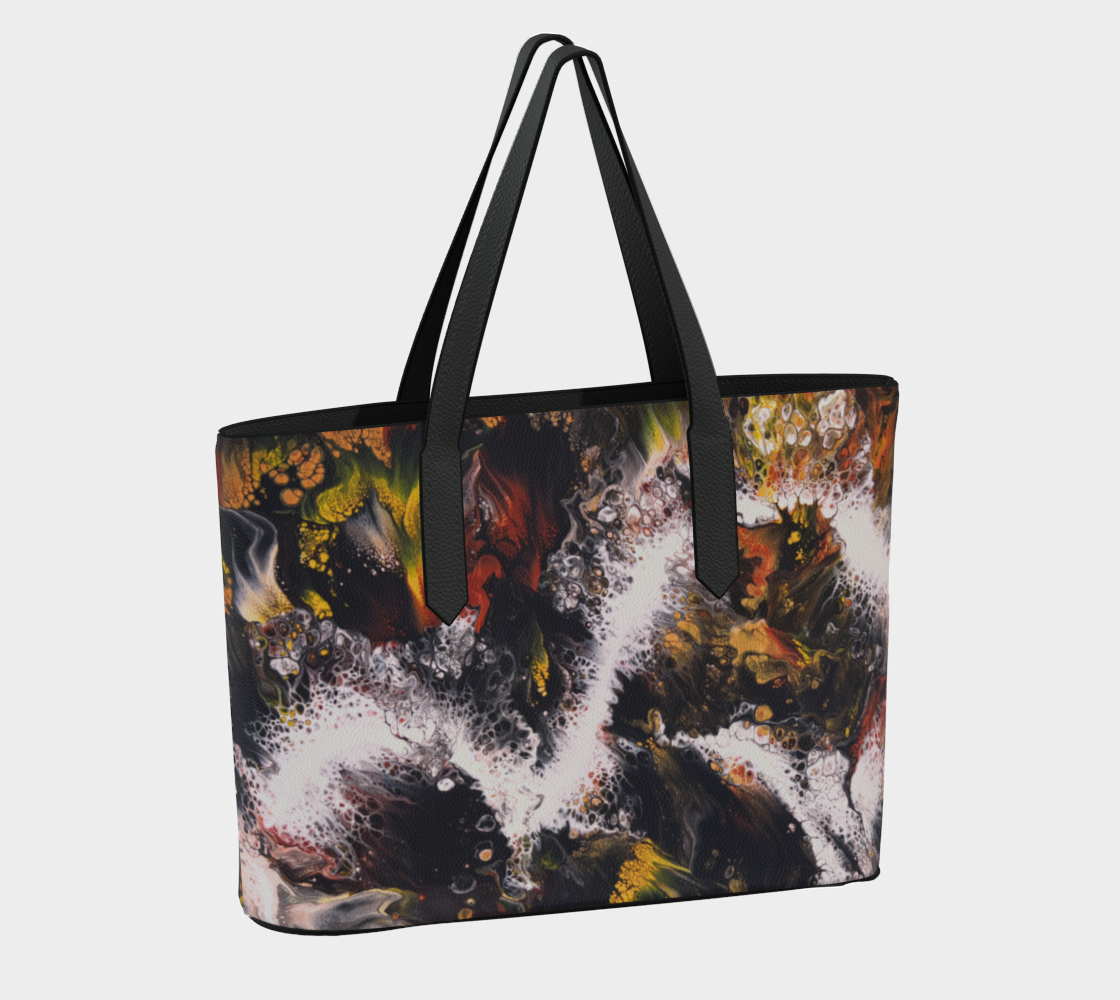 Vegan Leather Tote Bag - Whitewater Koi