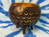 COCONUT SHELL CANDLE HOLDERS W/FEET ASSORTED