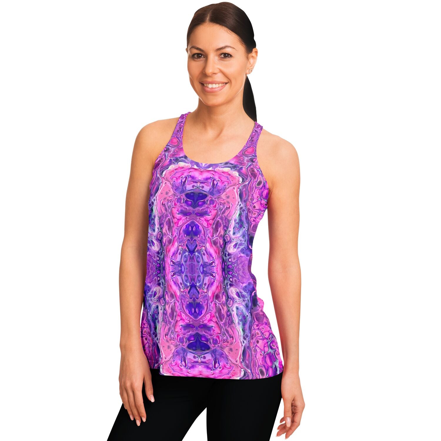 Flowy Racerback Tank Top - Pink Vortex