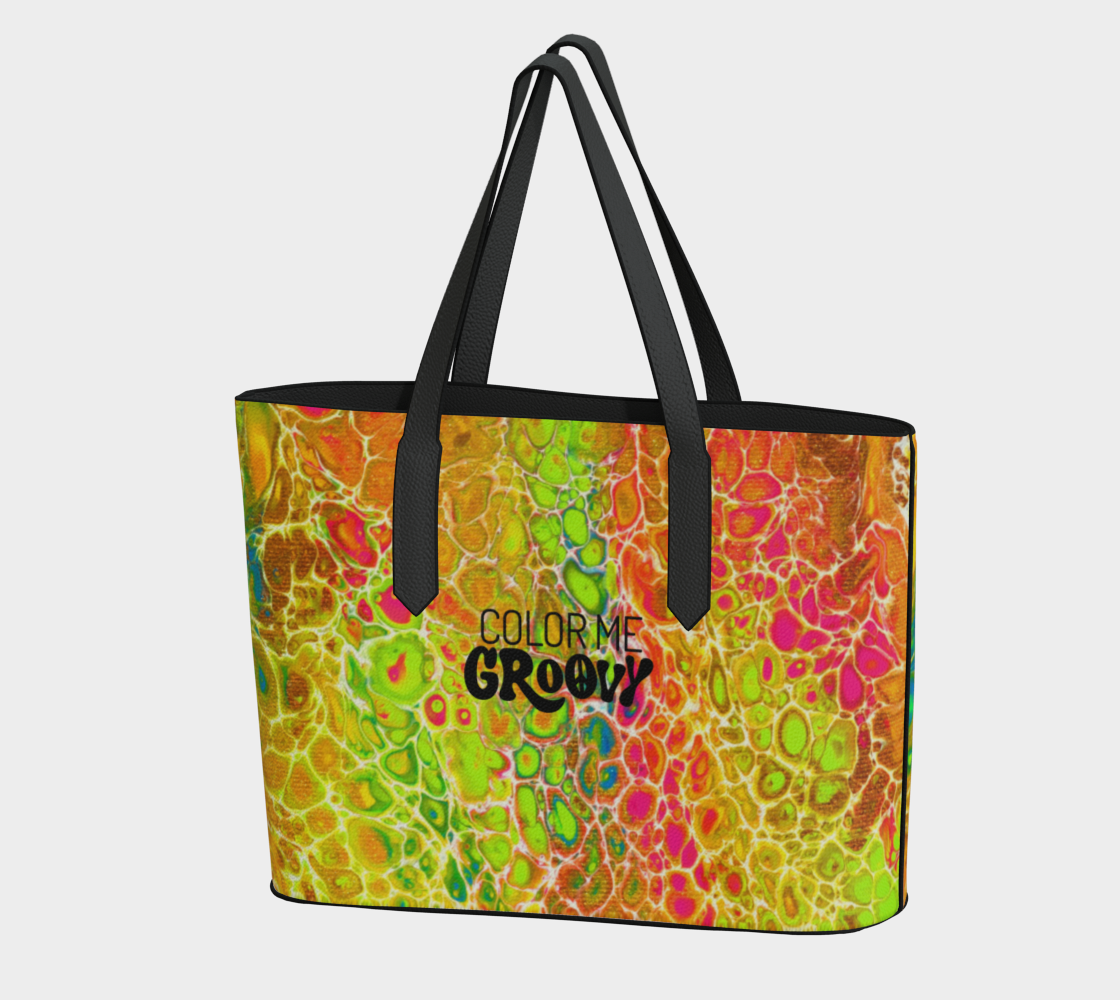 Vegan Leather Tote Bag - Spring Showers