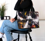 Vegan Leather Tote Bag - Whitewater Koi