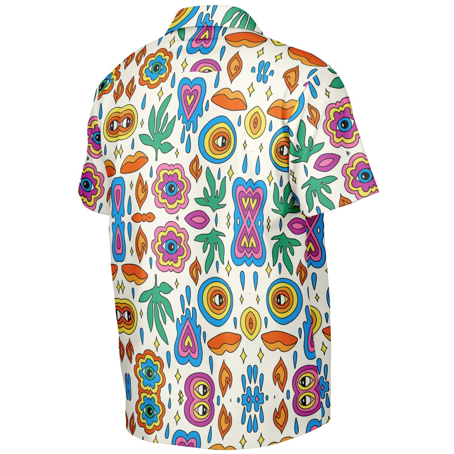 Spread Collar Short Sleeve Button-Down Shirt - AOP