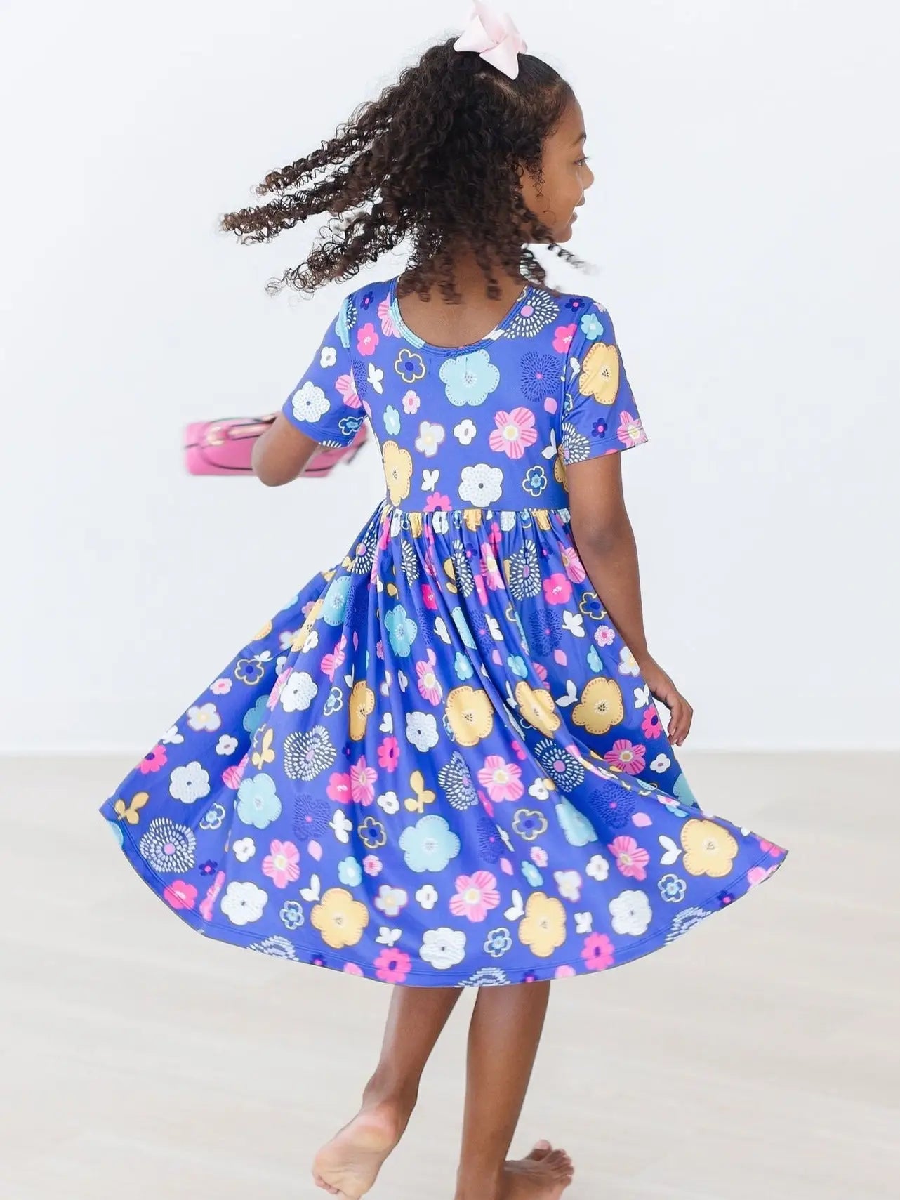 Girls: Floral Frenzy Short Sleeved Twirl Dress