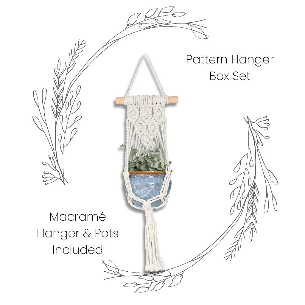 Macrame Plant Hanger & Ceramic Pot set