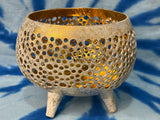 COCONUT SHELL CANDLE HOLDERS W/FEET ASSORTED