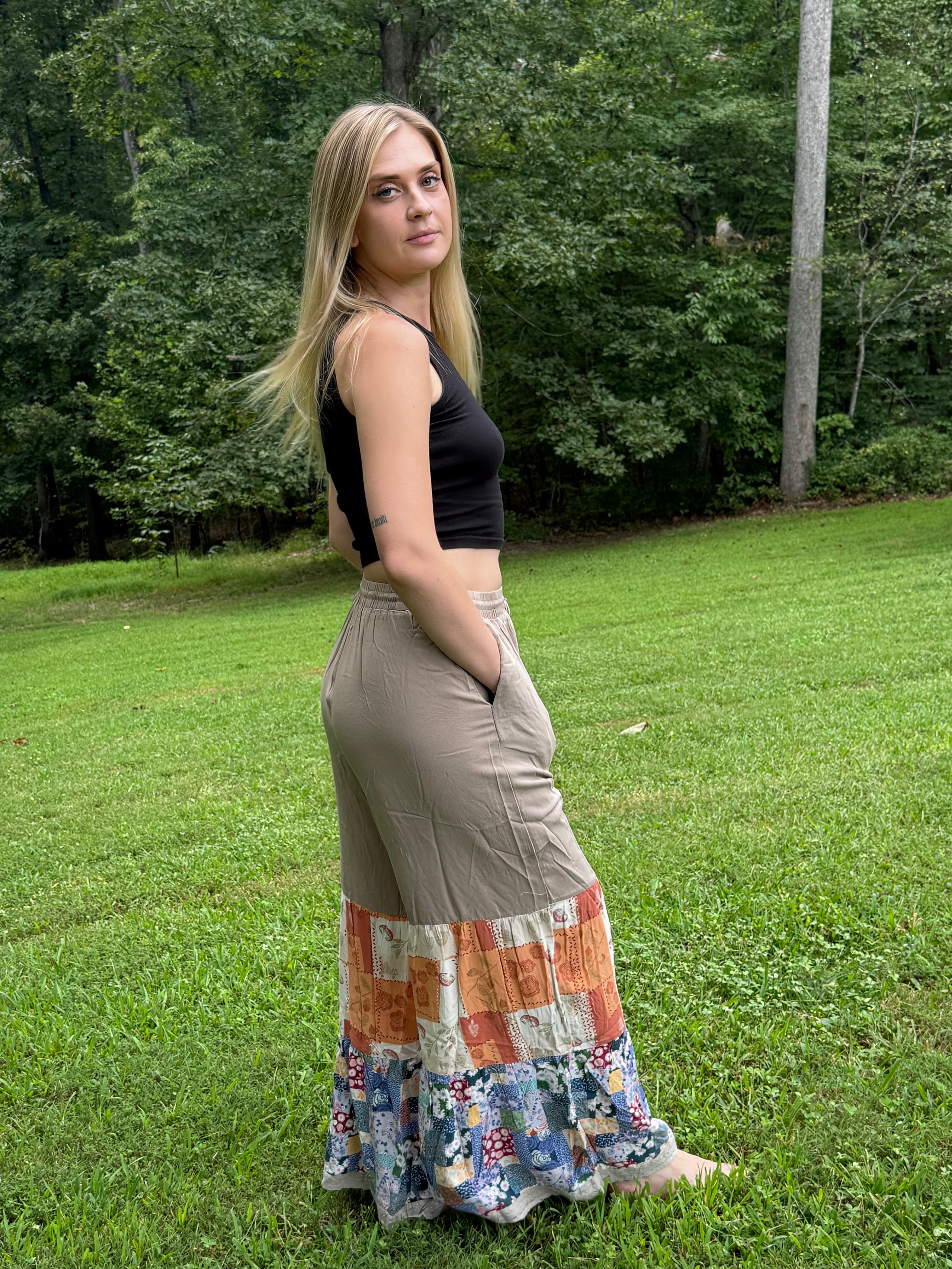 Mixed Print Woven Pant