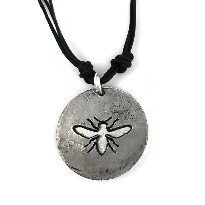 Pewter Honey Bee Necklace & Earring set by Anju Jewelry