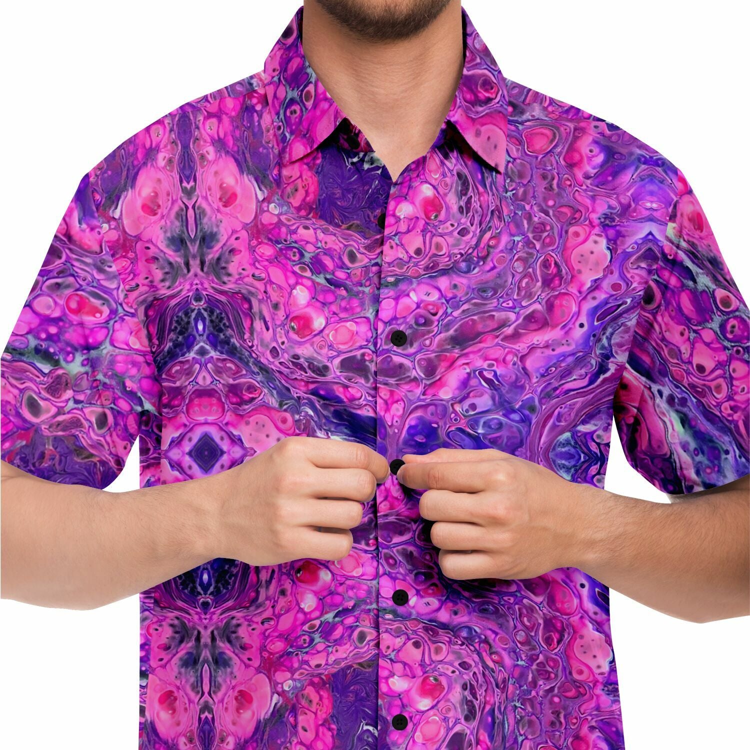 Button-up Camp Shirt - Pink Vortex