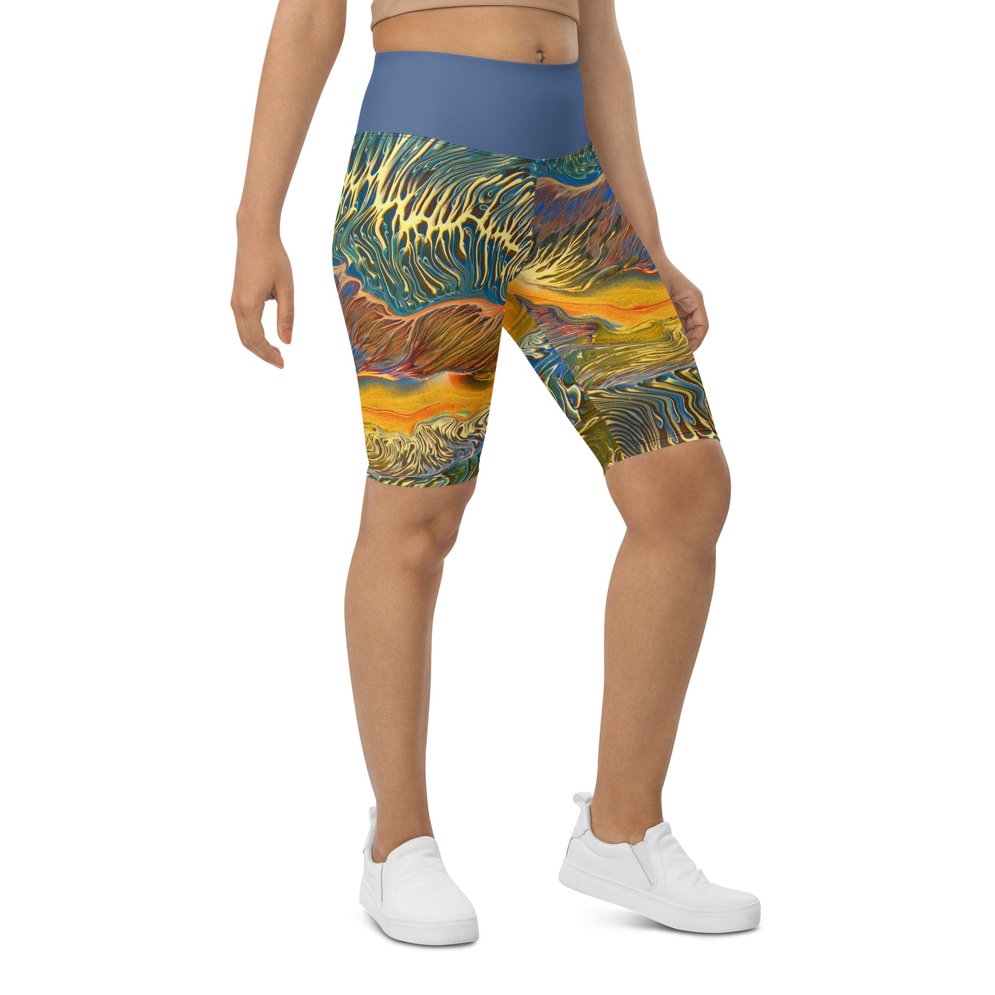 High Roller Bike Shorts - Golden Riptide