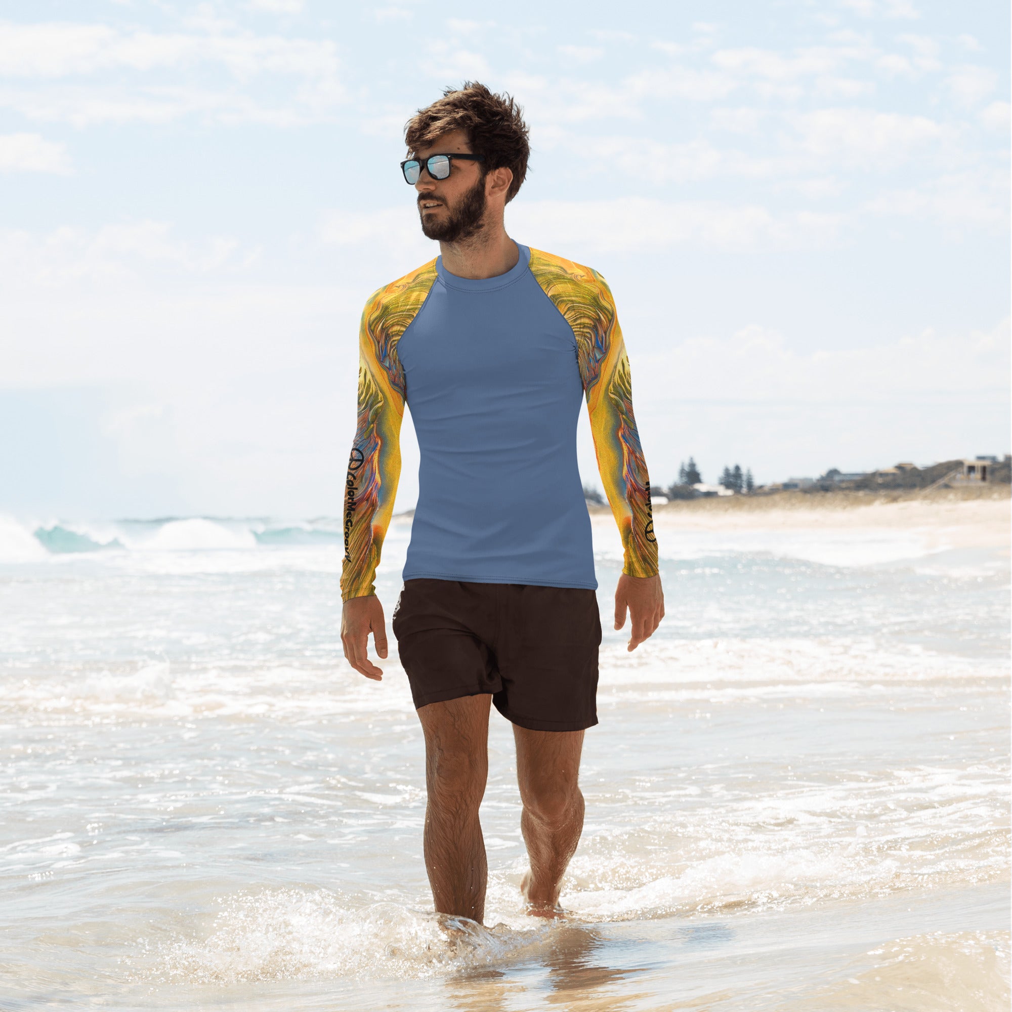 Men's UV Rash Guard - Golden Riptide