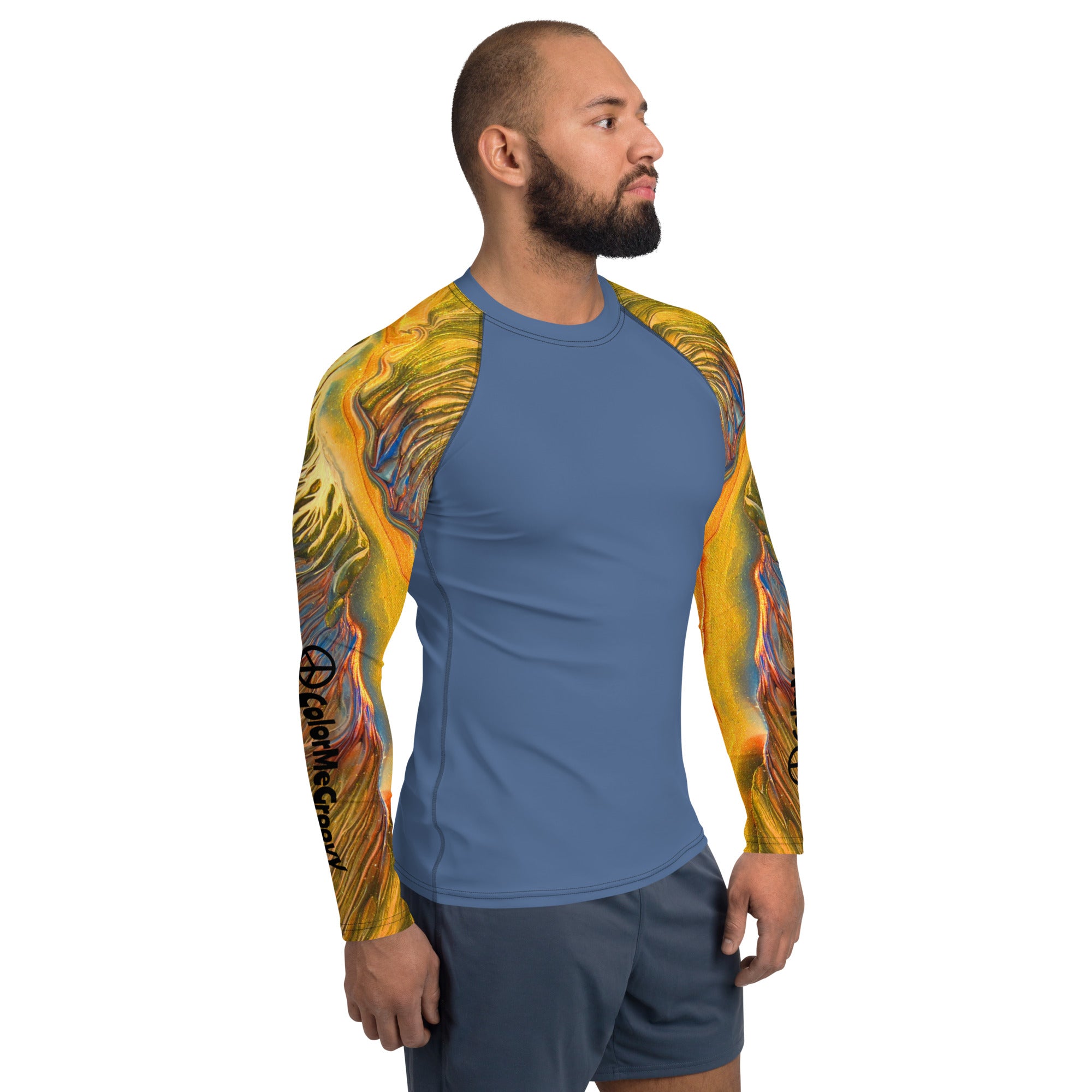 Men's UV Rash Guard - Golden Riptide