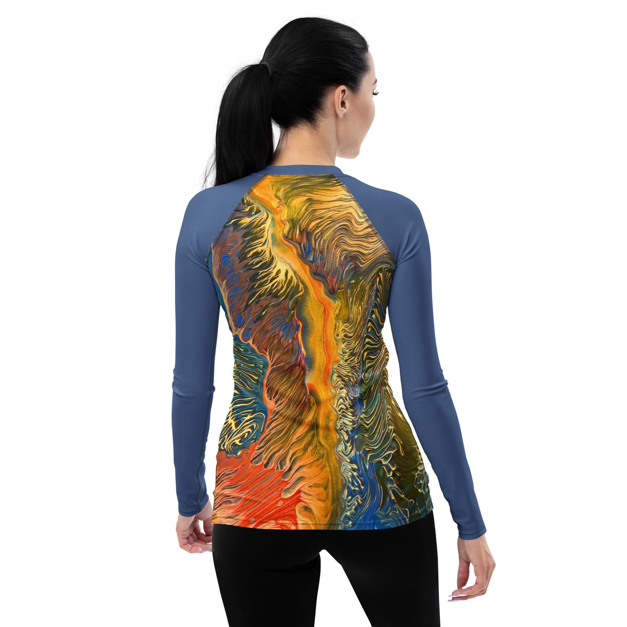 Women's UV Rash Guard - Golden Riptide