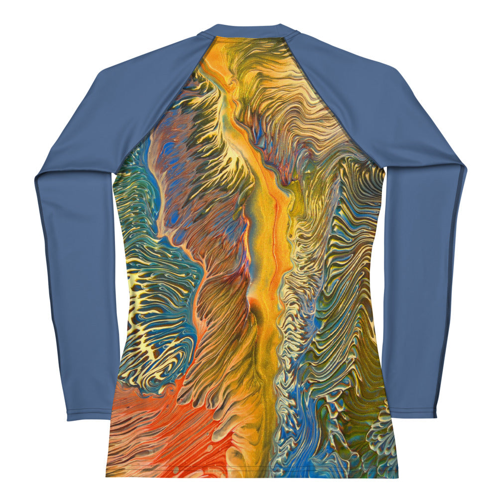 Women's UV Rash Guard - Golden Riptide