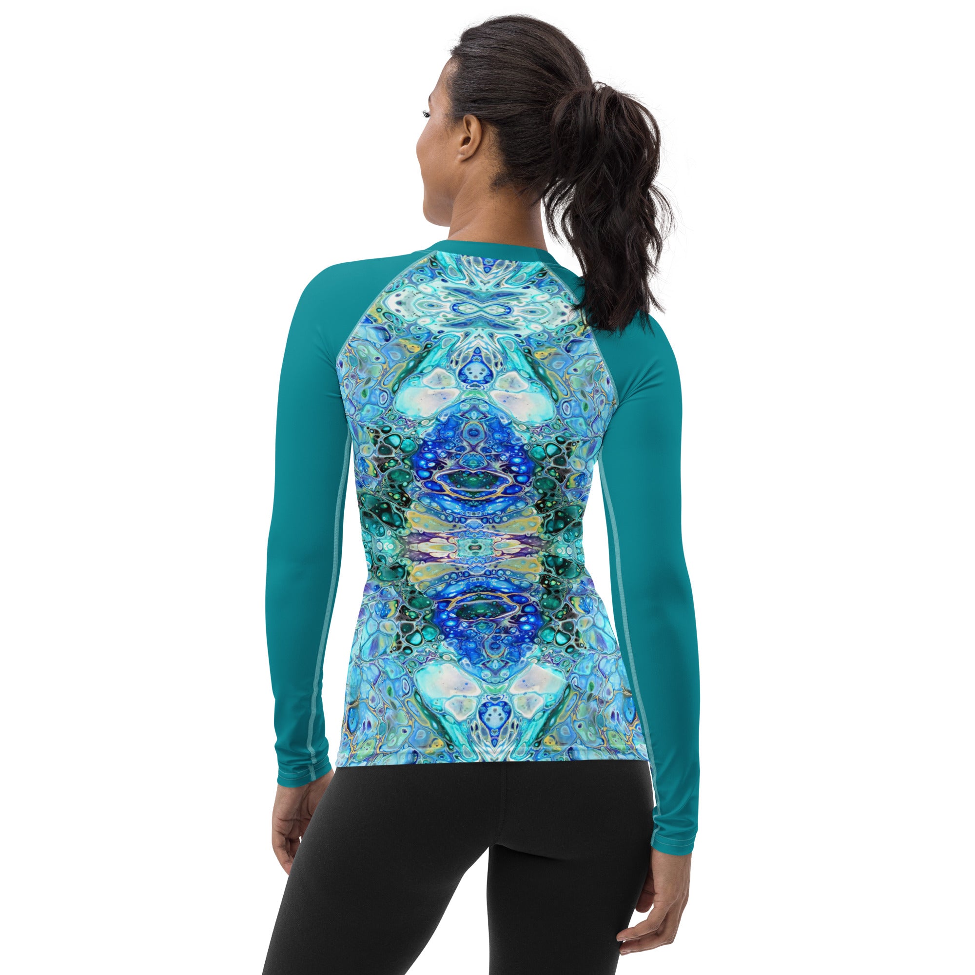 Women's UV Rash Guard - Cellular Blues