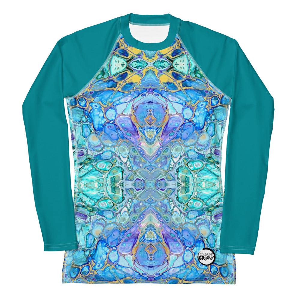 Women's UV Rash Guard - Cellular Blues