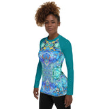 Women's UV Rash Guard - Cellular Blues