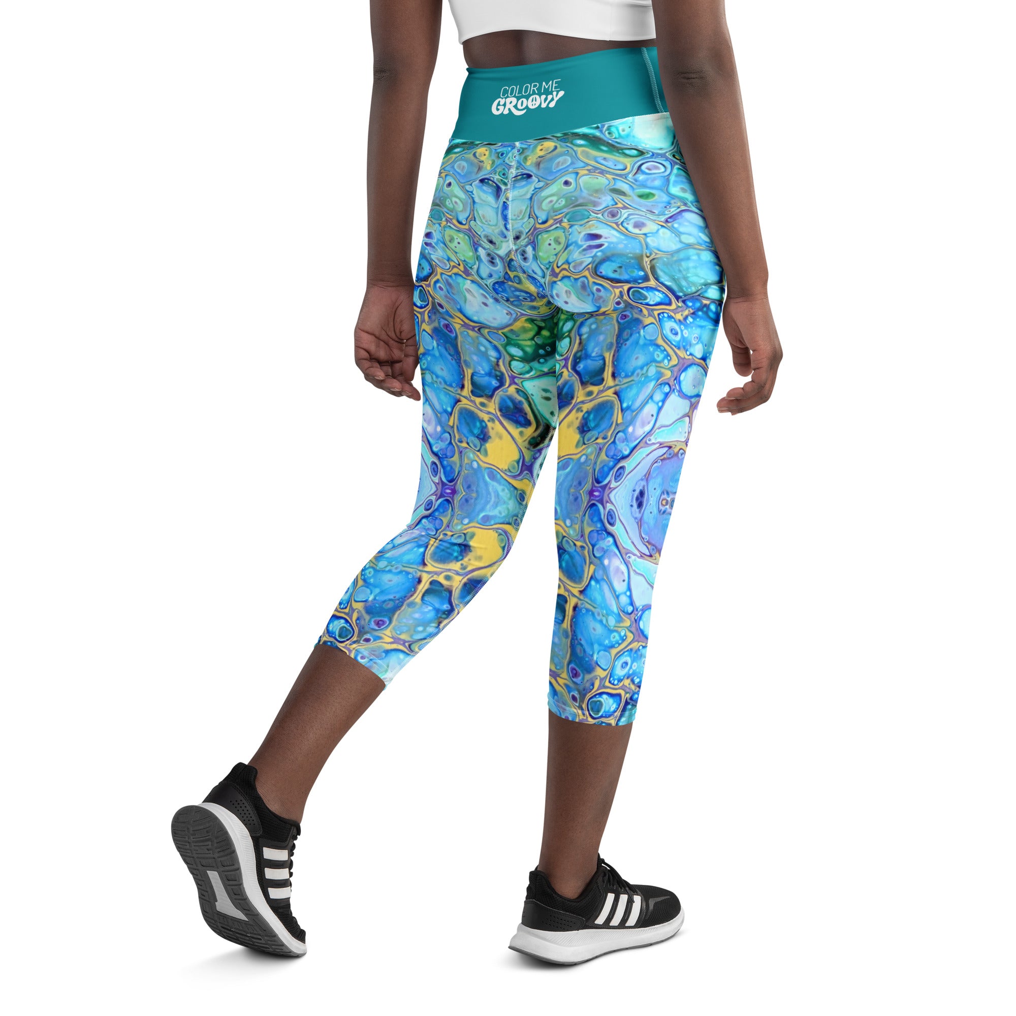 Cosmic Curves Capri Leggings - Cellular Blues