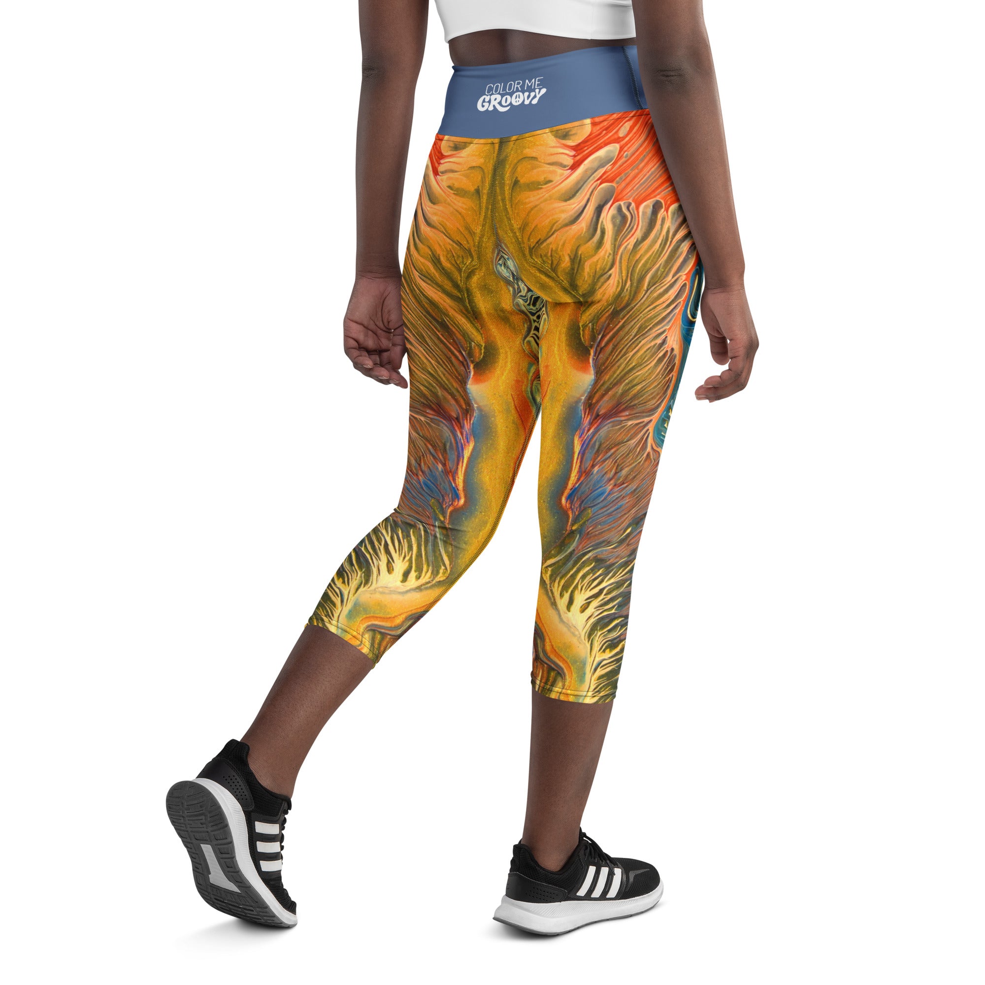 Cosmic Curves Capri Leggings - Golden Riptide