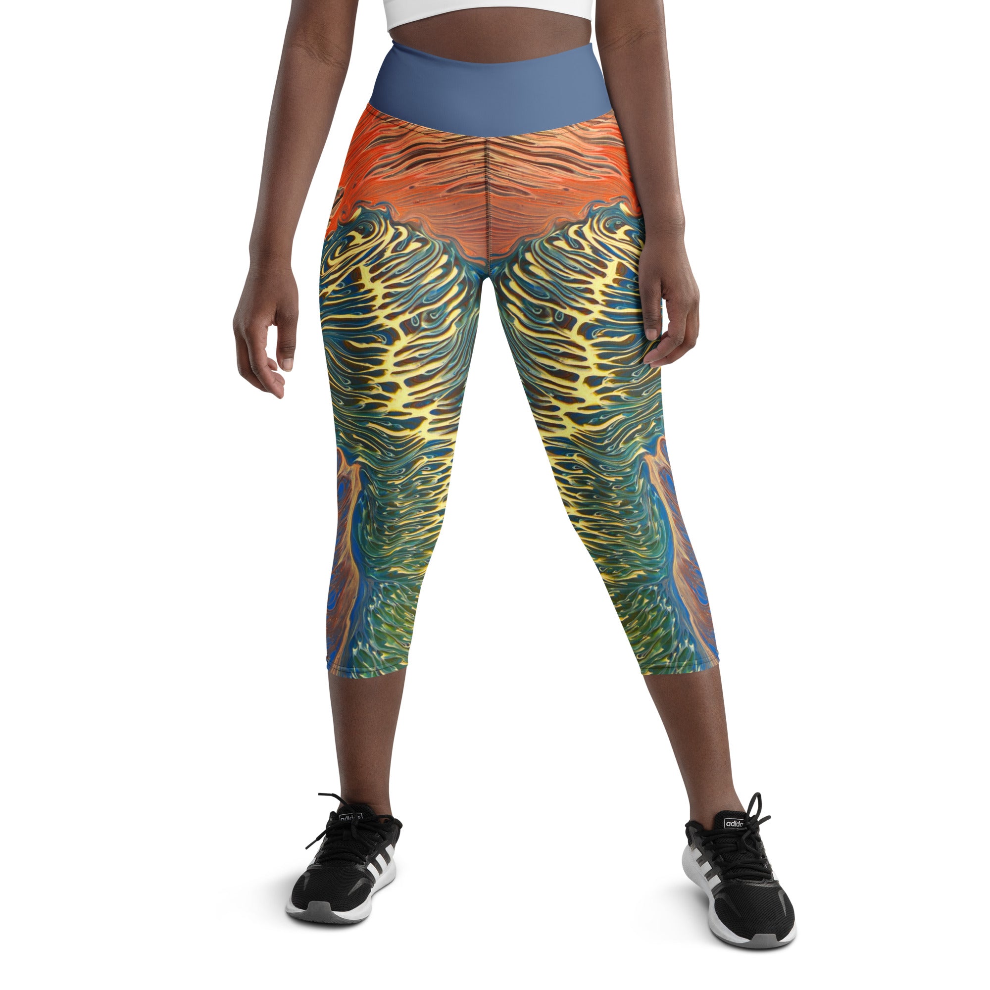 Cosmic Curves Capri Leggings - Golden Riptide