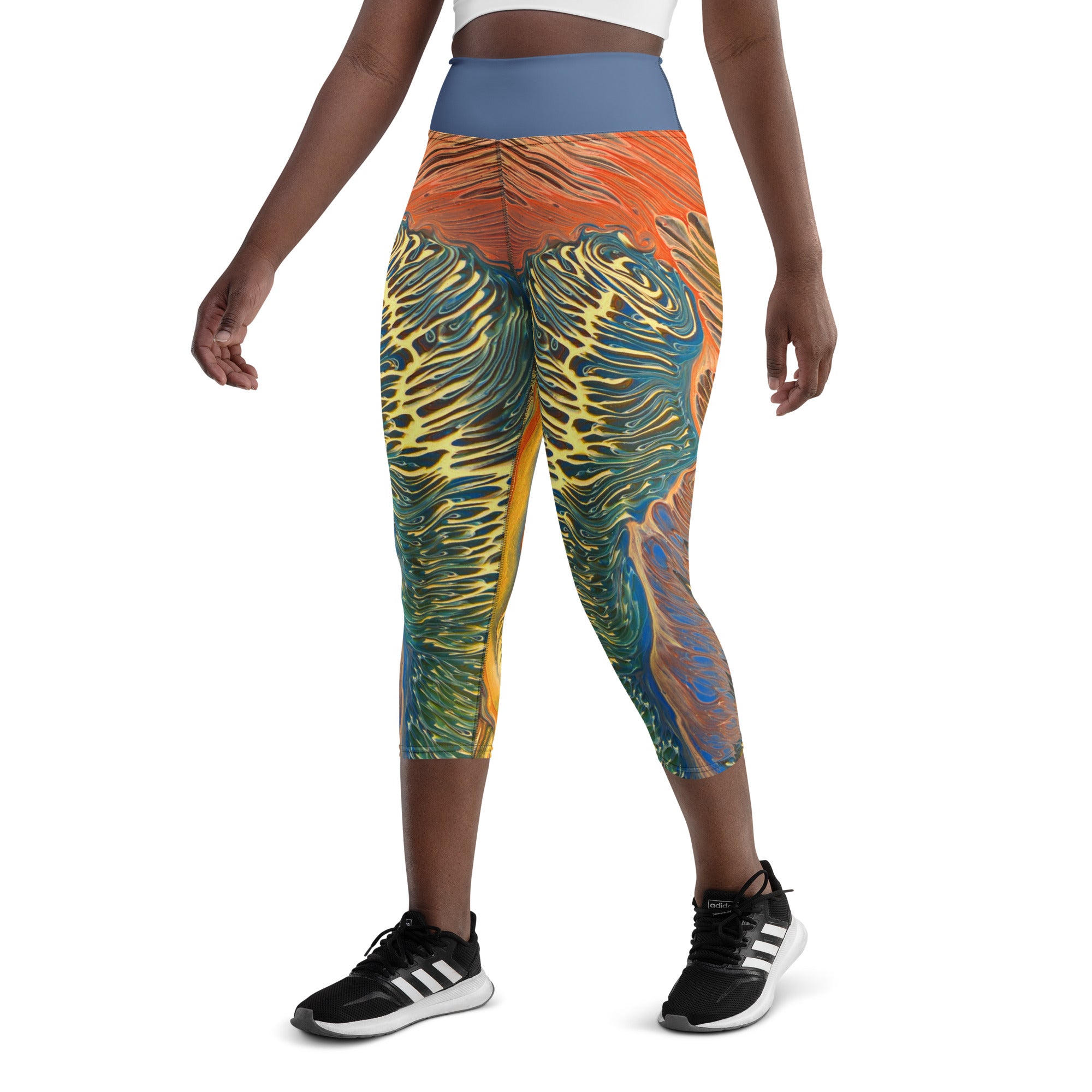 Cosmic Curves Capri Leggings - Golden Riptide