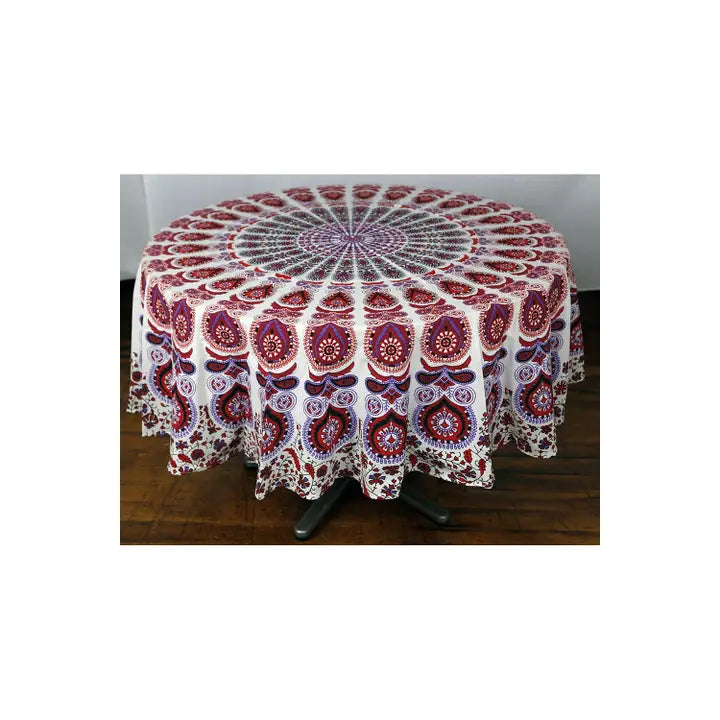 Mandala Round Cotton Tablecloths - 80"