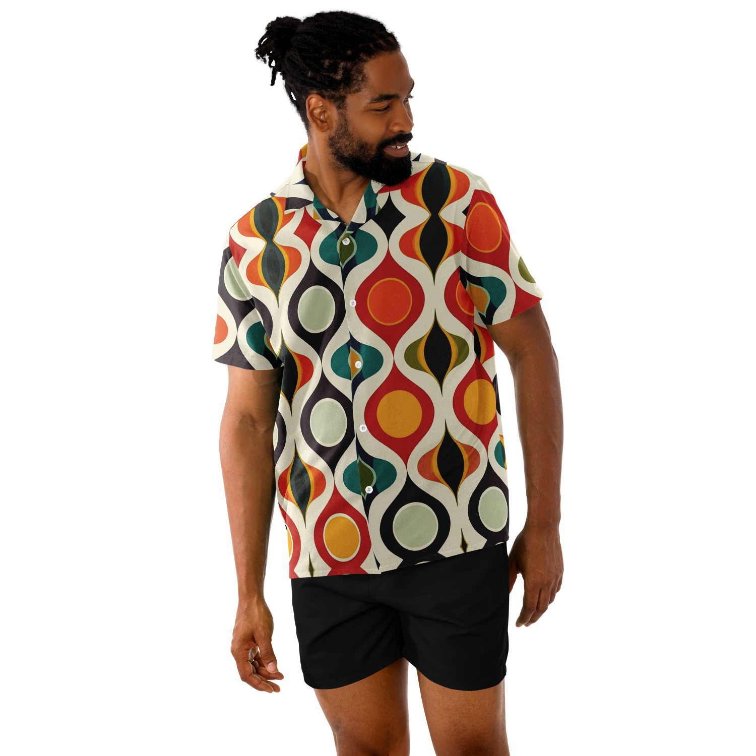Spread Collar Short Sleeve Button-Down Shirt - test 3