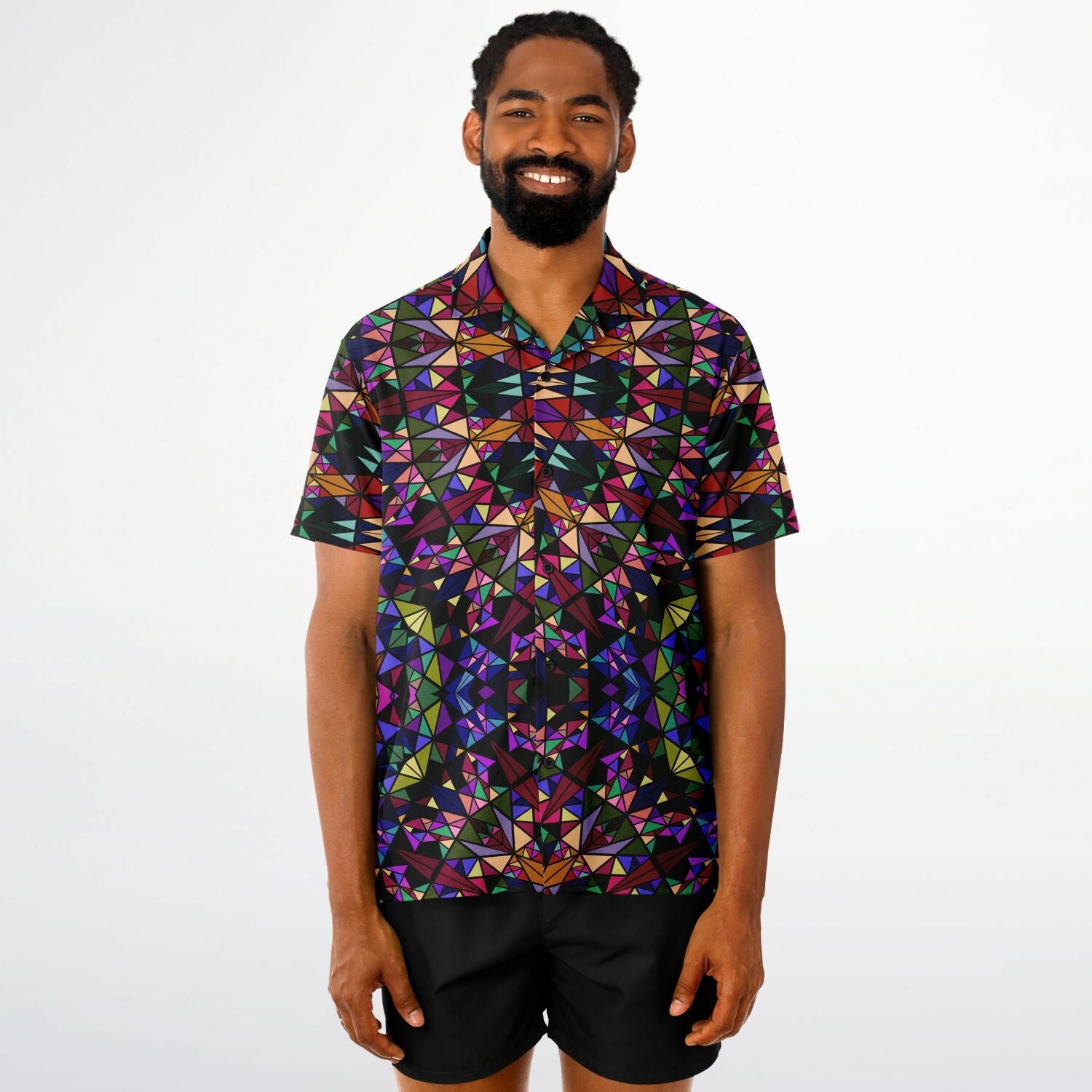 Spread Collar Short Sleeve Button-Down Shirt - test 7