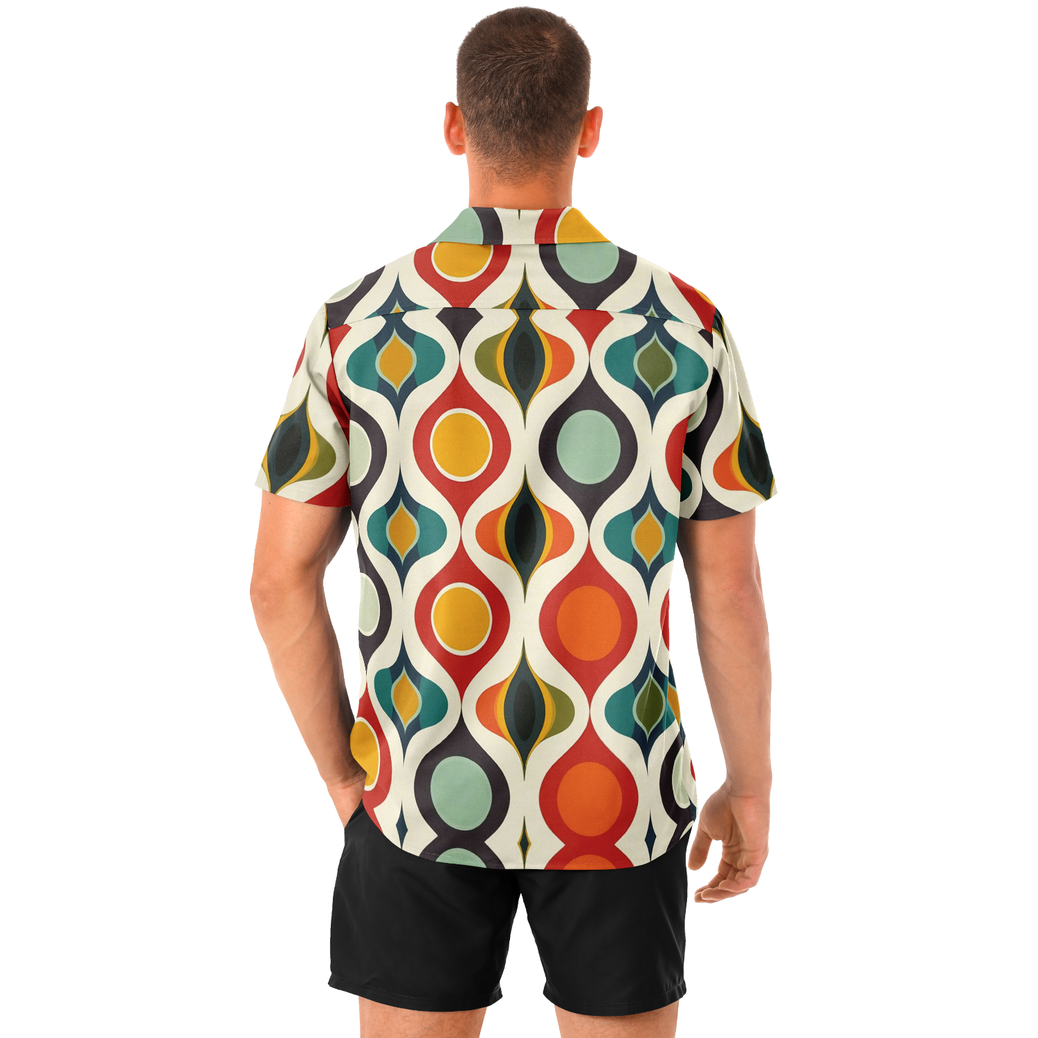 Spread Collar Short Sleeve Button-Down Shirt - test 3