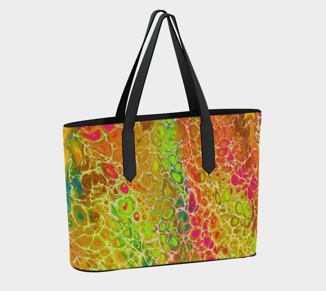 Vegan Leather Tote Bag - Spring Showers