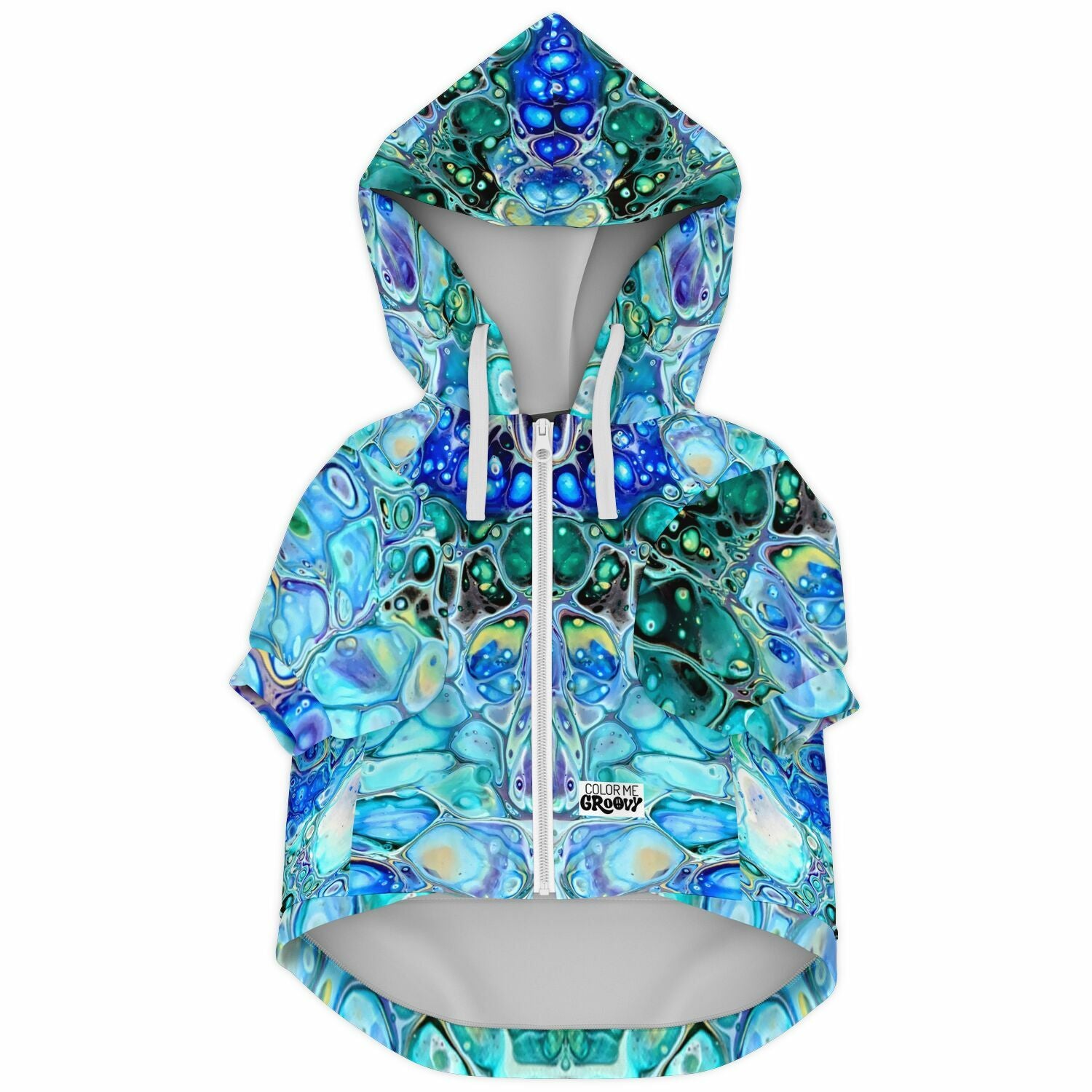 Dog Zip-Up Hoodie - Cellular Blues