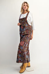 Floral Print Vintage Wash Overall