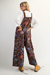 Floral Print Vintage Wash Overall