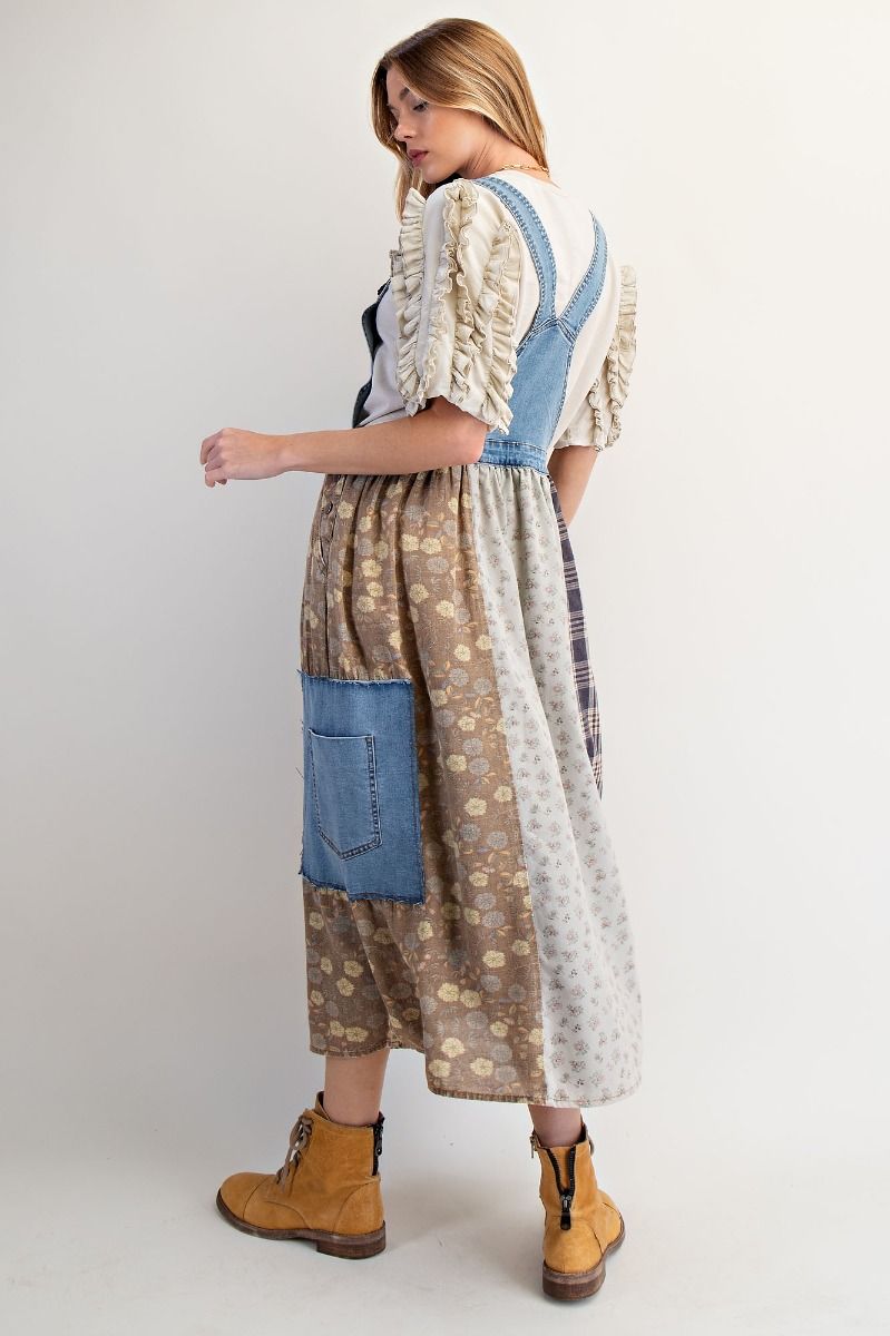 Patchwork Denim Overall Dress