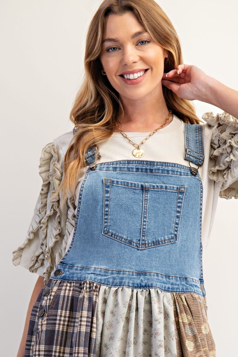 Patchwork Denim Overall Dress