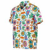 Spread Collar Short Sleeve Button-Down Shirt - AOP