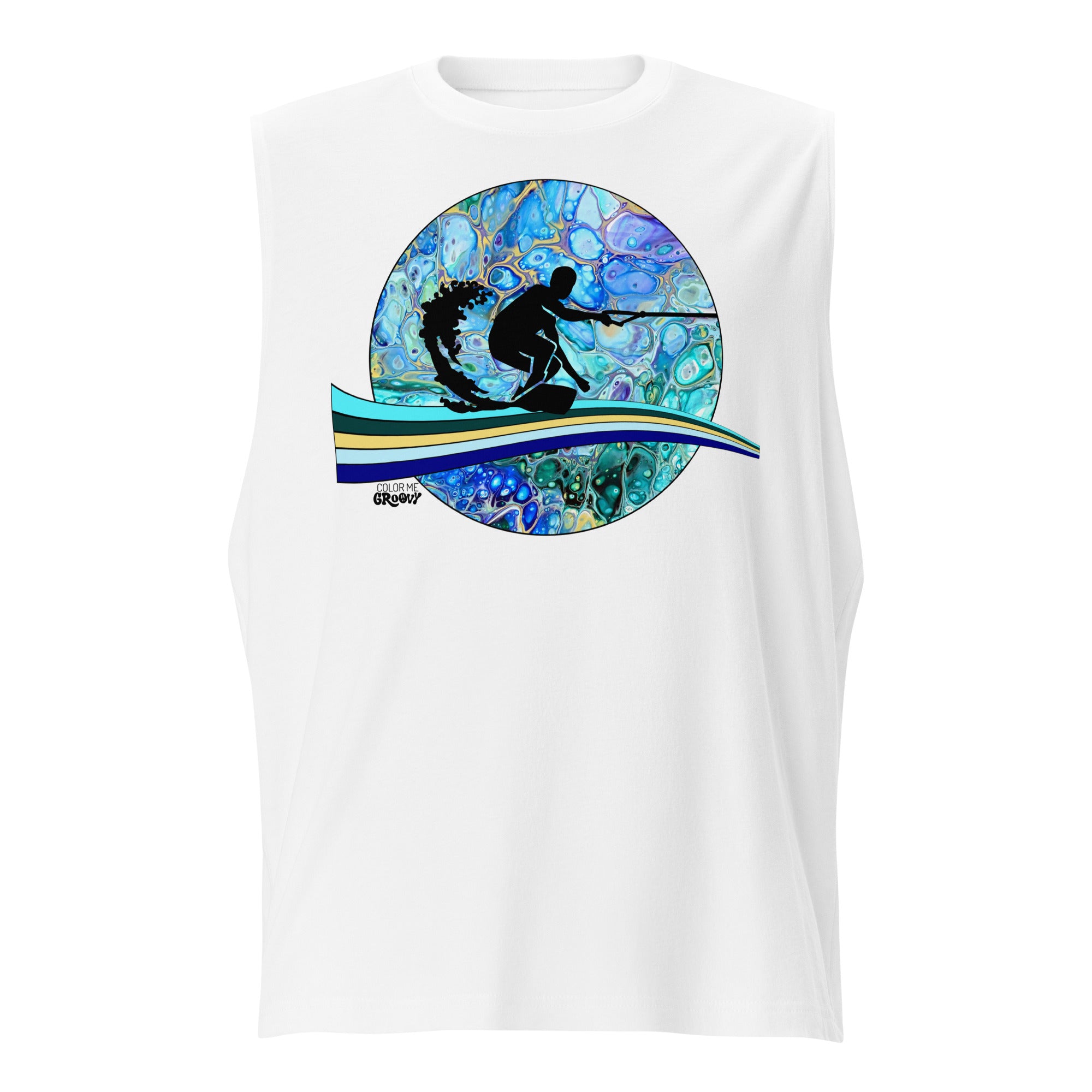 Make Waves Muscle Tee - Cellular Blues